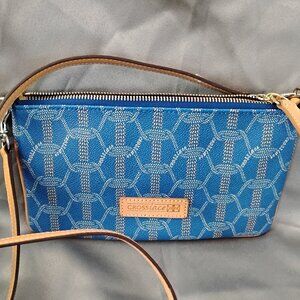 ❤️New CROSSLACE Blue Pochette / Crossbody Bag Purse Long Strap Signed